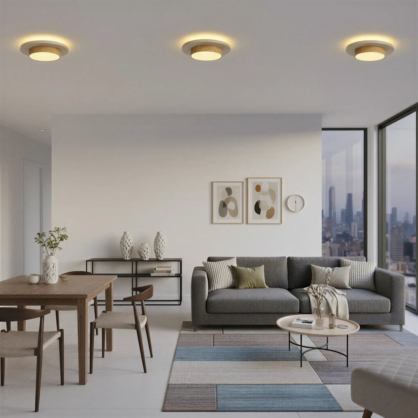 Roundel Travertine Disc Ceiling Light