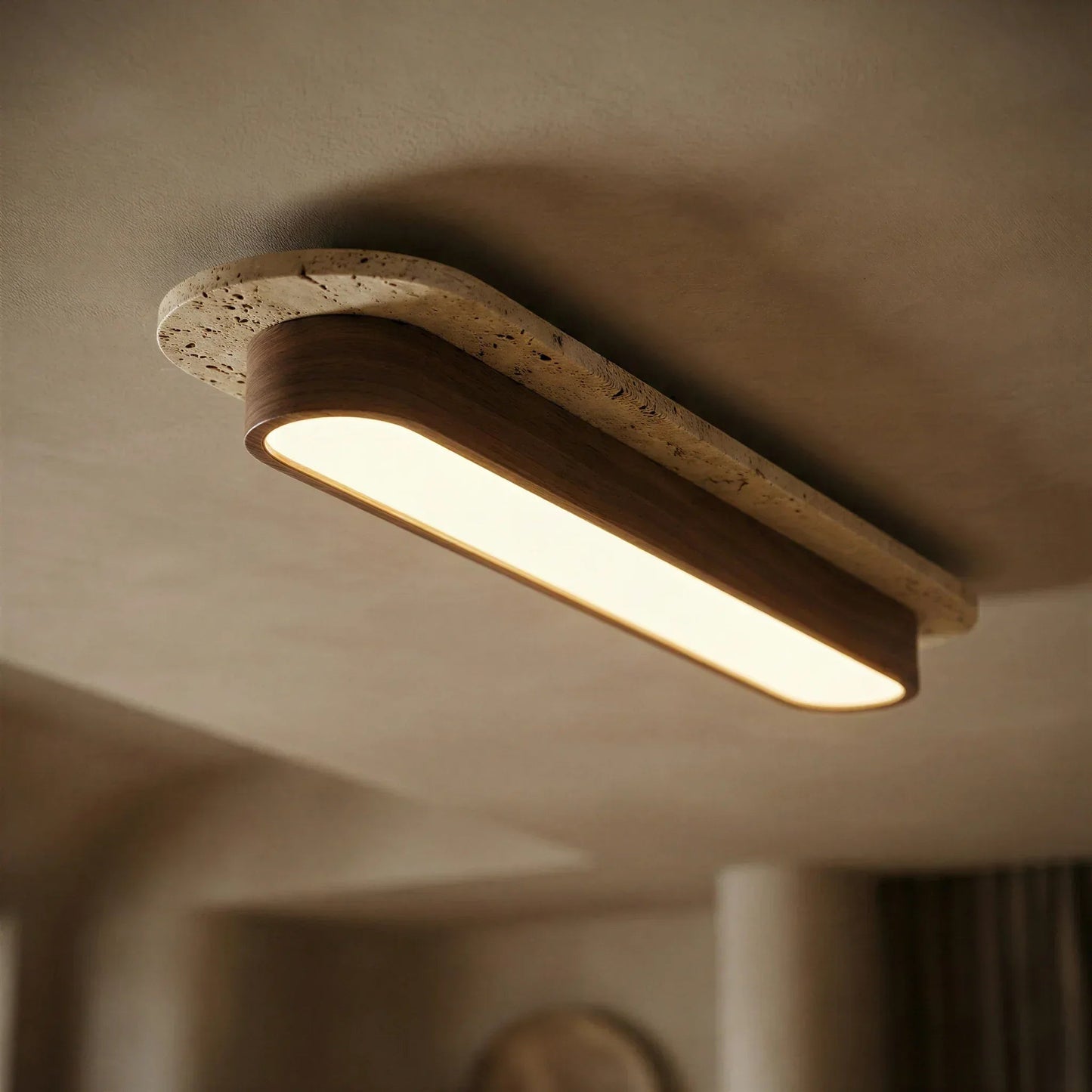 Strata Travertine Capsule Ceiling Light