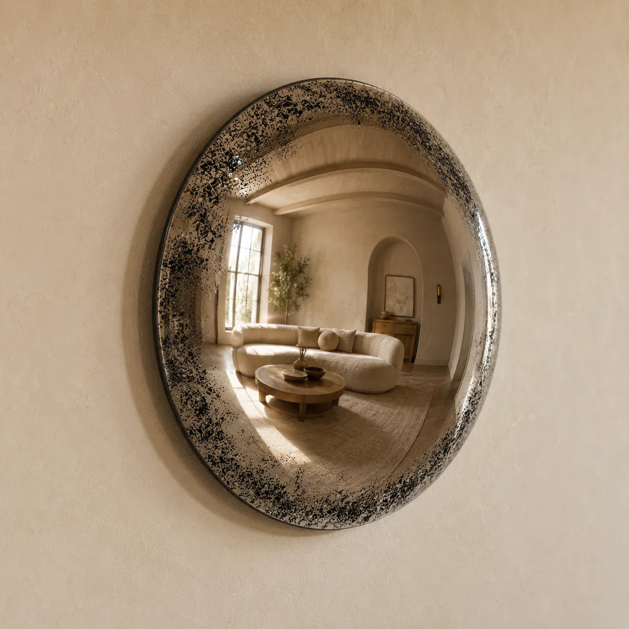 Convex Glow Mirror | Antiqued Mercury Halo