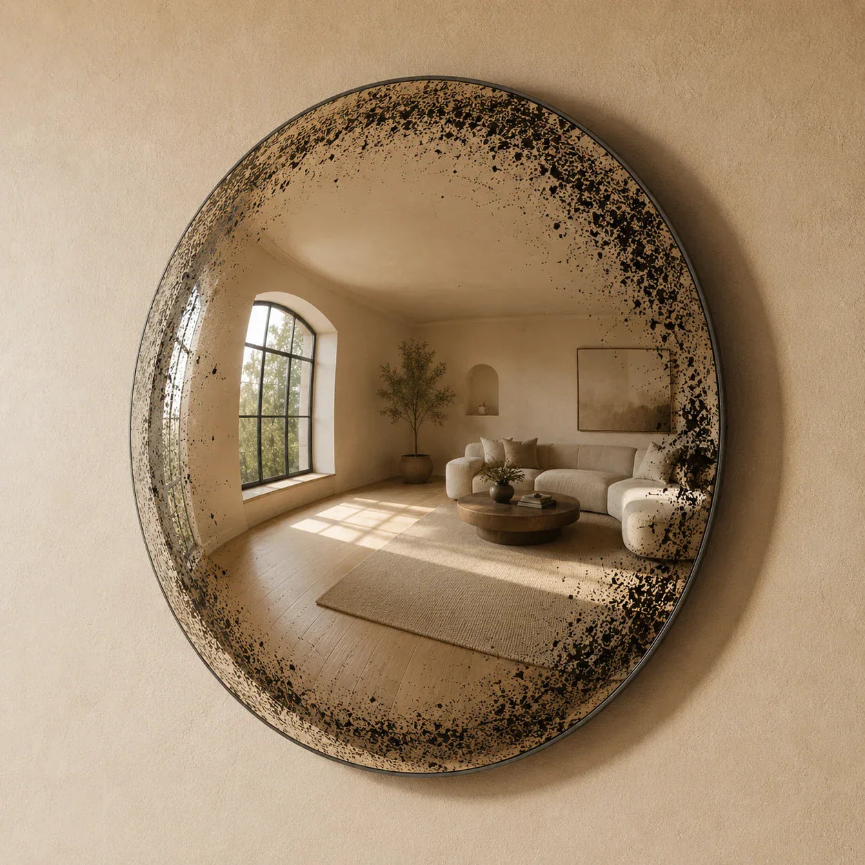 Convex Glow Mirror | Antiqued Mercury Halo