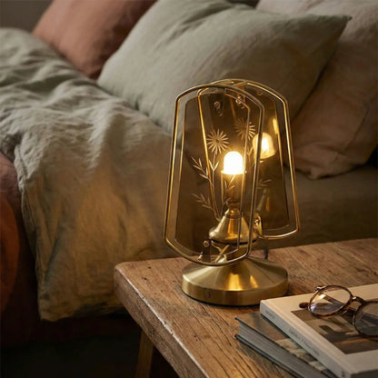 Memoir Etched Glass Brass Lamp