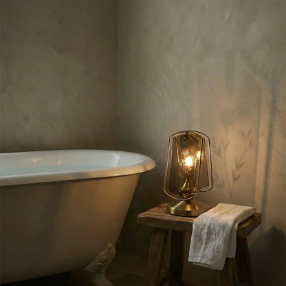Memoir Etched Glass Brass Lamp