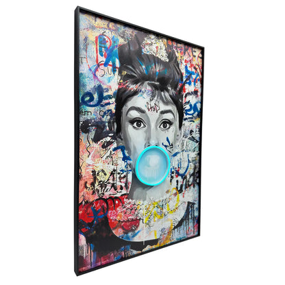 Audrey Hepburn Bubble Gum LED Painting