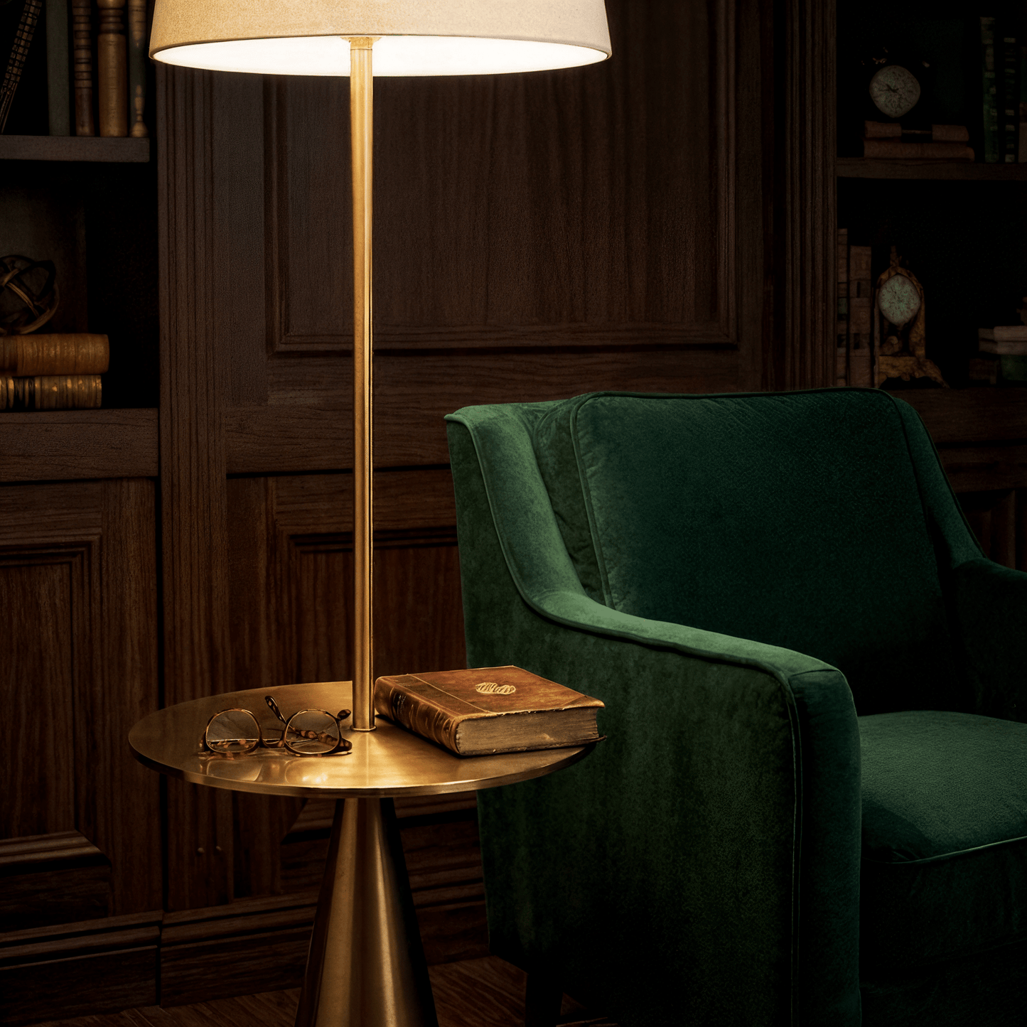 Silhouette Brass Table Floor Lamp