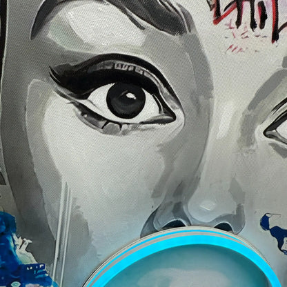 Audrey Hepburn Bubble Gum LED Painting