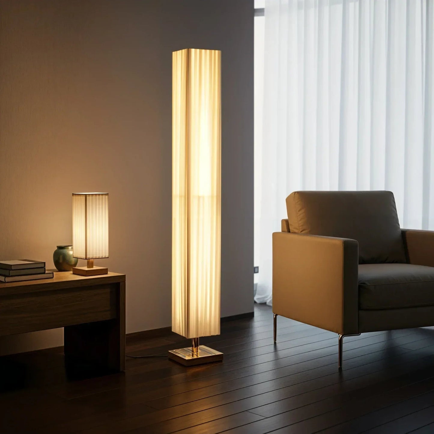 Reed Bamboo Column Floor Lamp