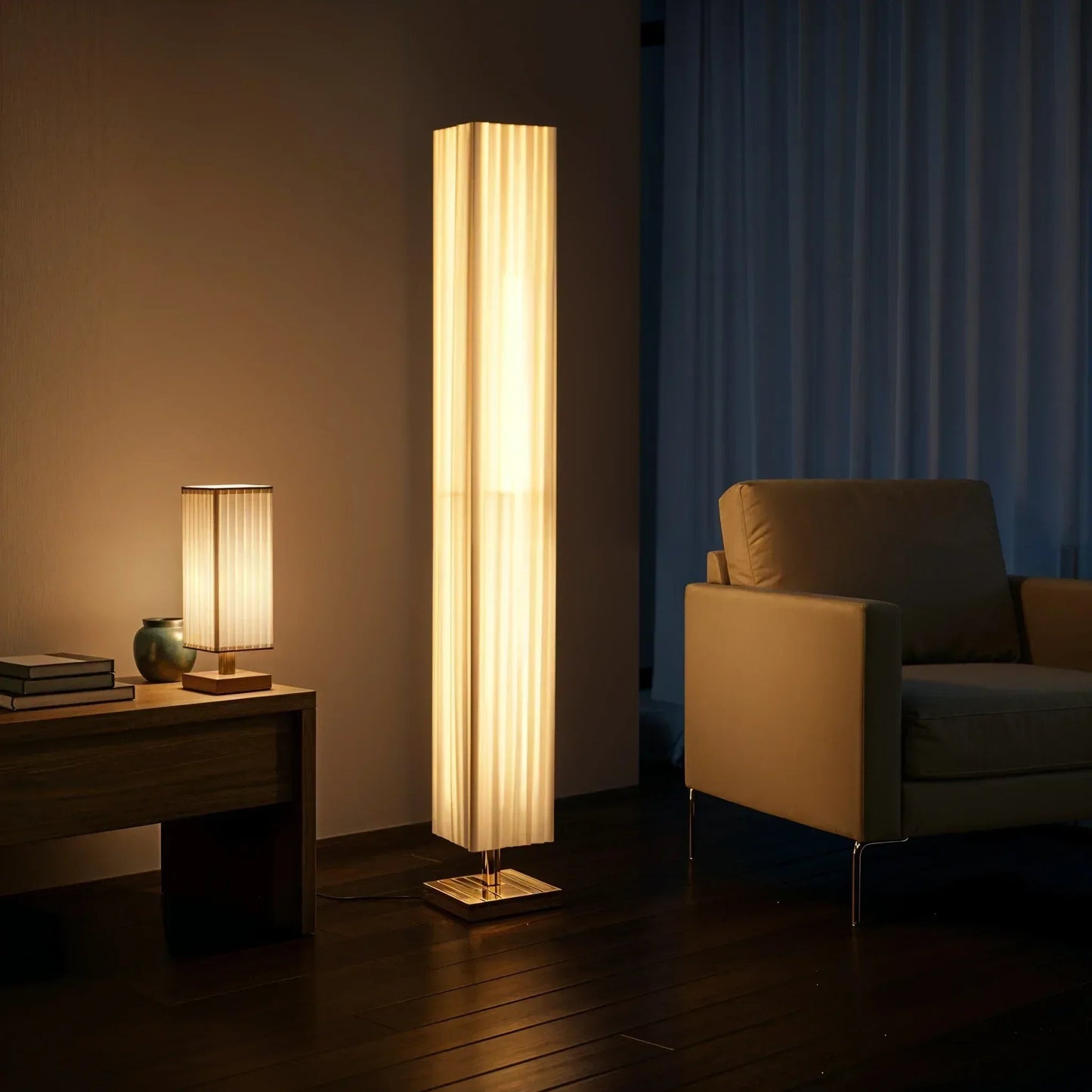 Reed Bamboo Column Floor Lamp