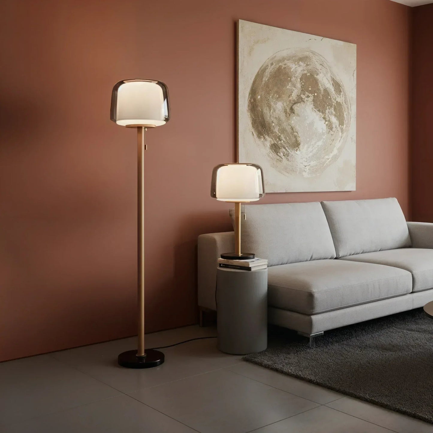 Halo Dual-Glass Wood Stem Lamp