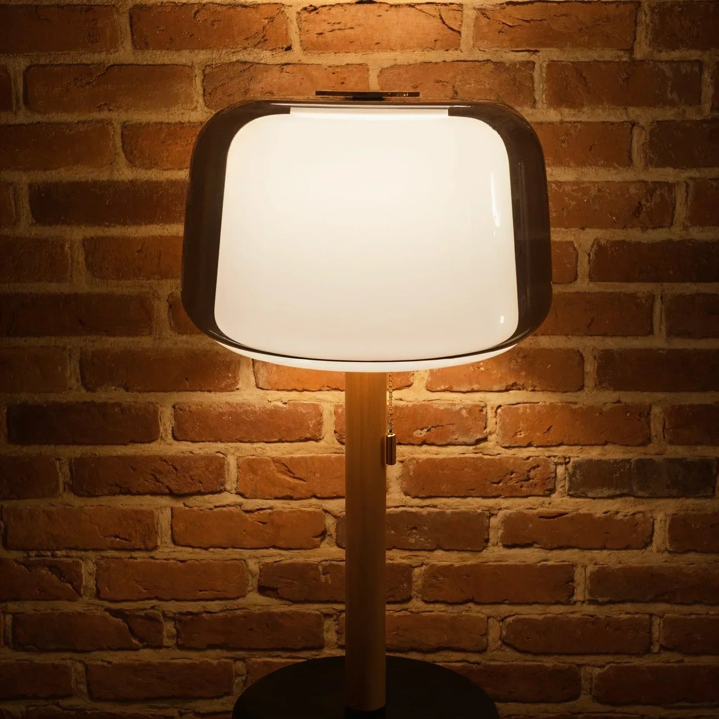 Halo Dual-Glass Wood Stem Lamp