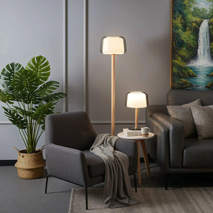 Halo Dual-Glass Wood Stem Lamp