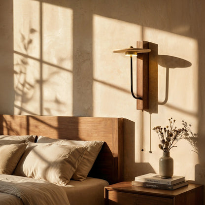 Eclipse Arc Stone Wood Wall Light