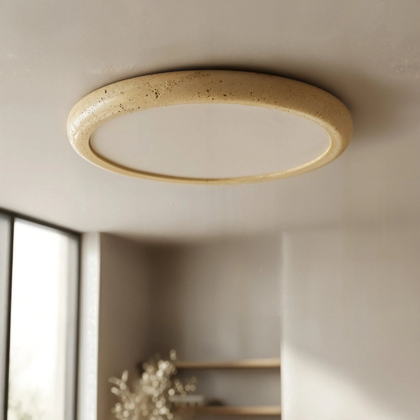 Lunar Ring Travertine Ceiling Light