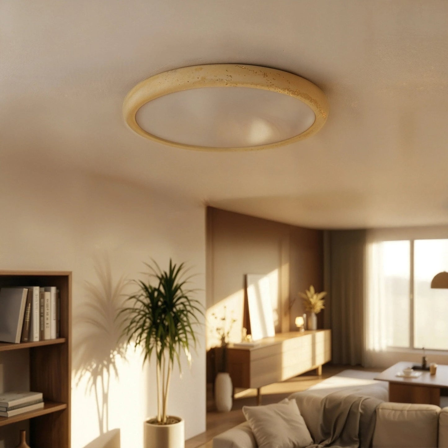 Lunar Ring Travertine Ceiling Light