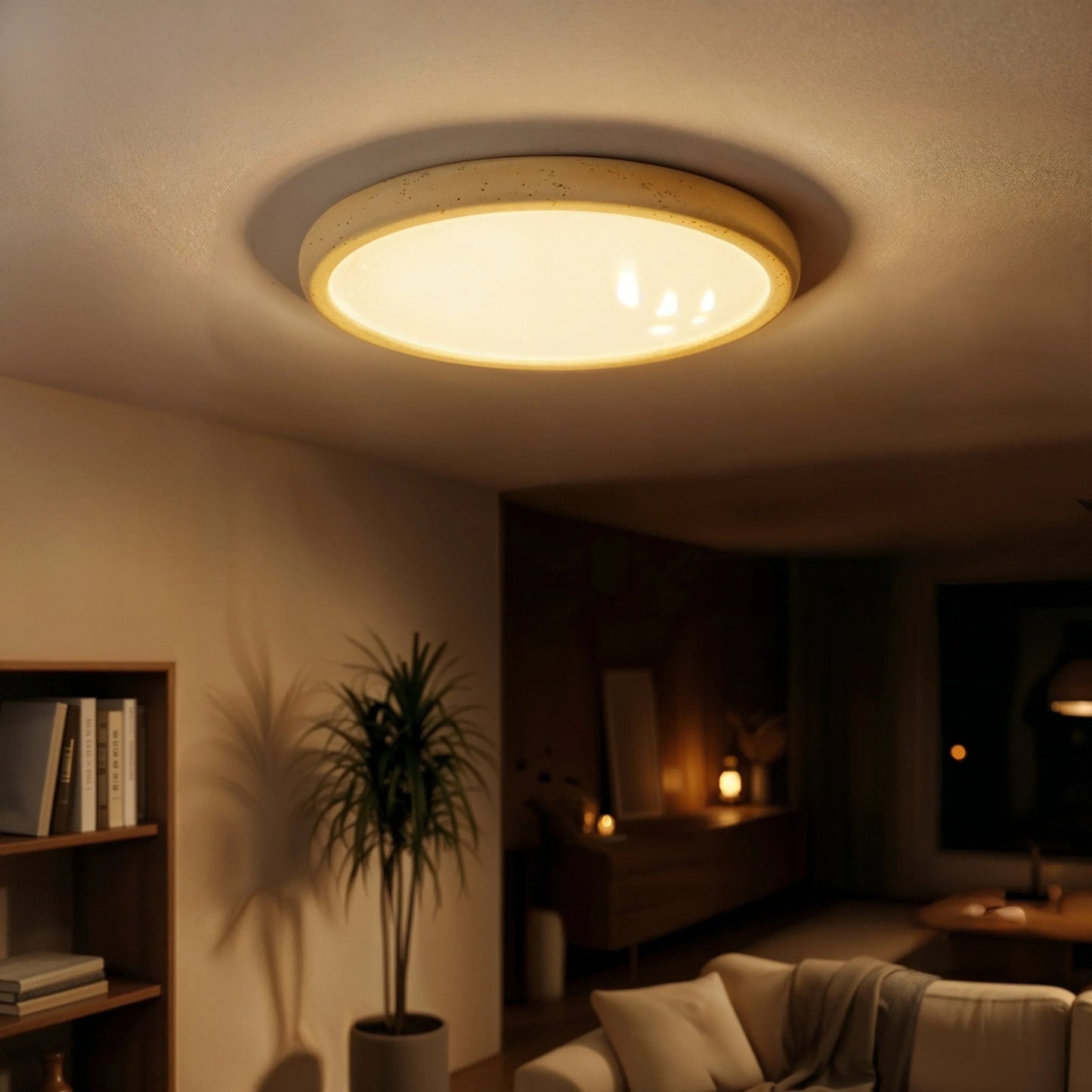 Lunar Ring Travertine Ceiling Light