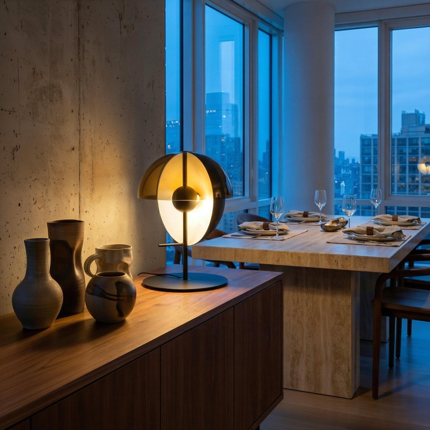 Meridian Smoked Glass Sphere Lamp