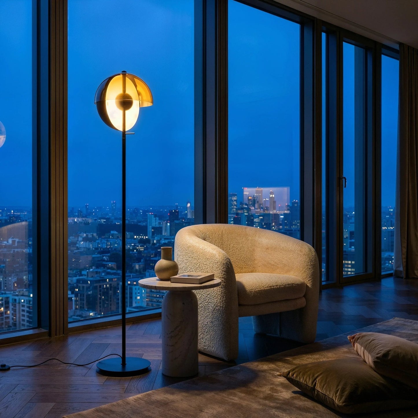 Orbit Smoked Glass Sphere Lamp