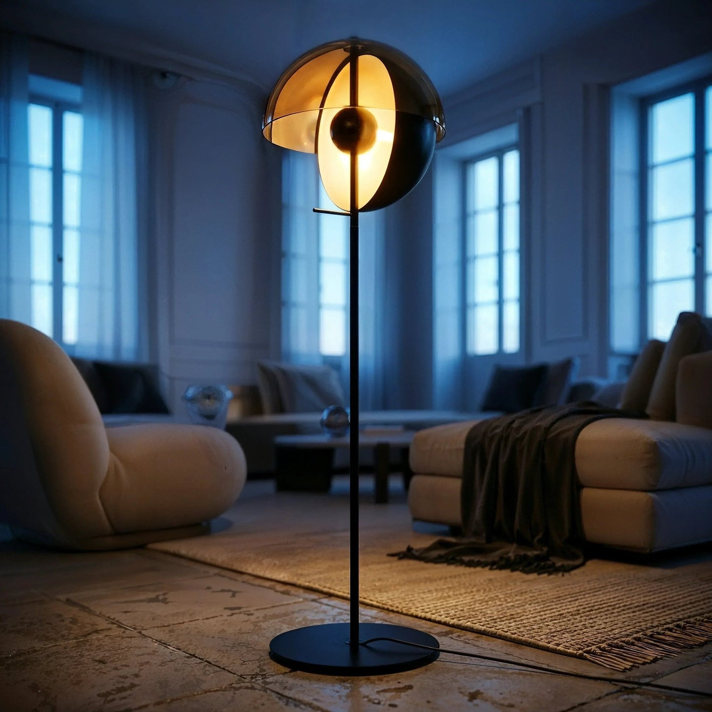 Orbit Smoked Glass Sphere Lamp
