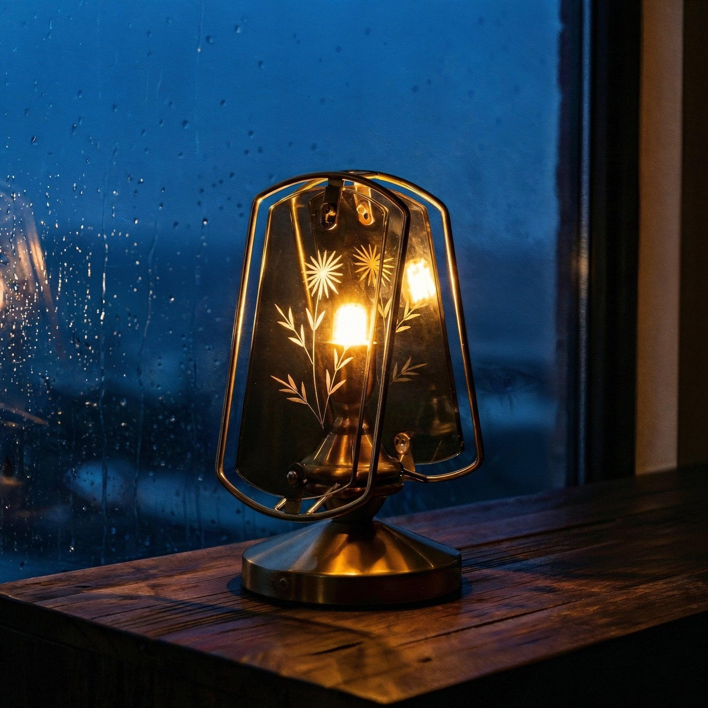 Memoir Etched Glass Brass Lamp