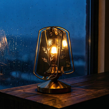 Memoir Etched Glass Brass Lamp