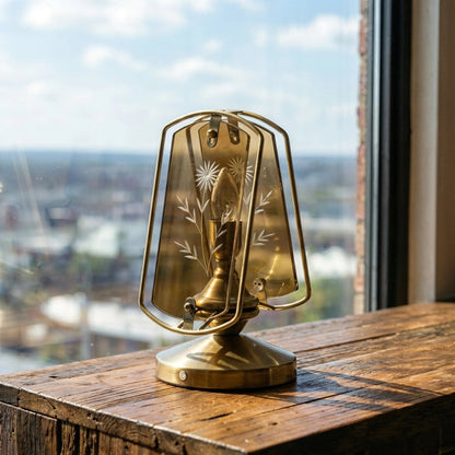 Memoir Etched Glass Brass Lamp