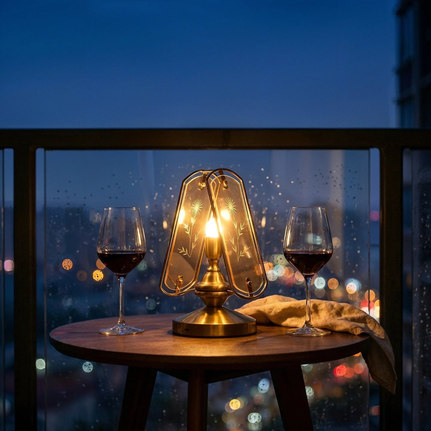 Memoir Etched Glass Brass Lamp