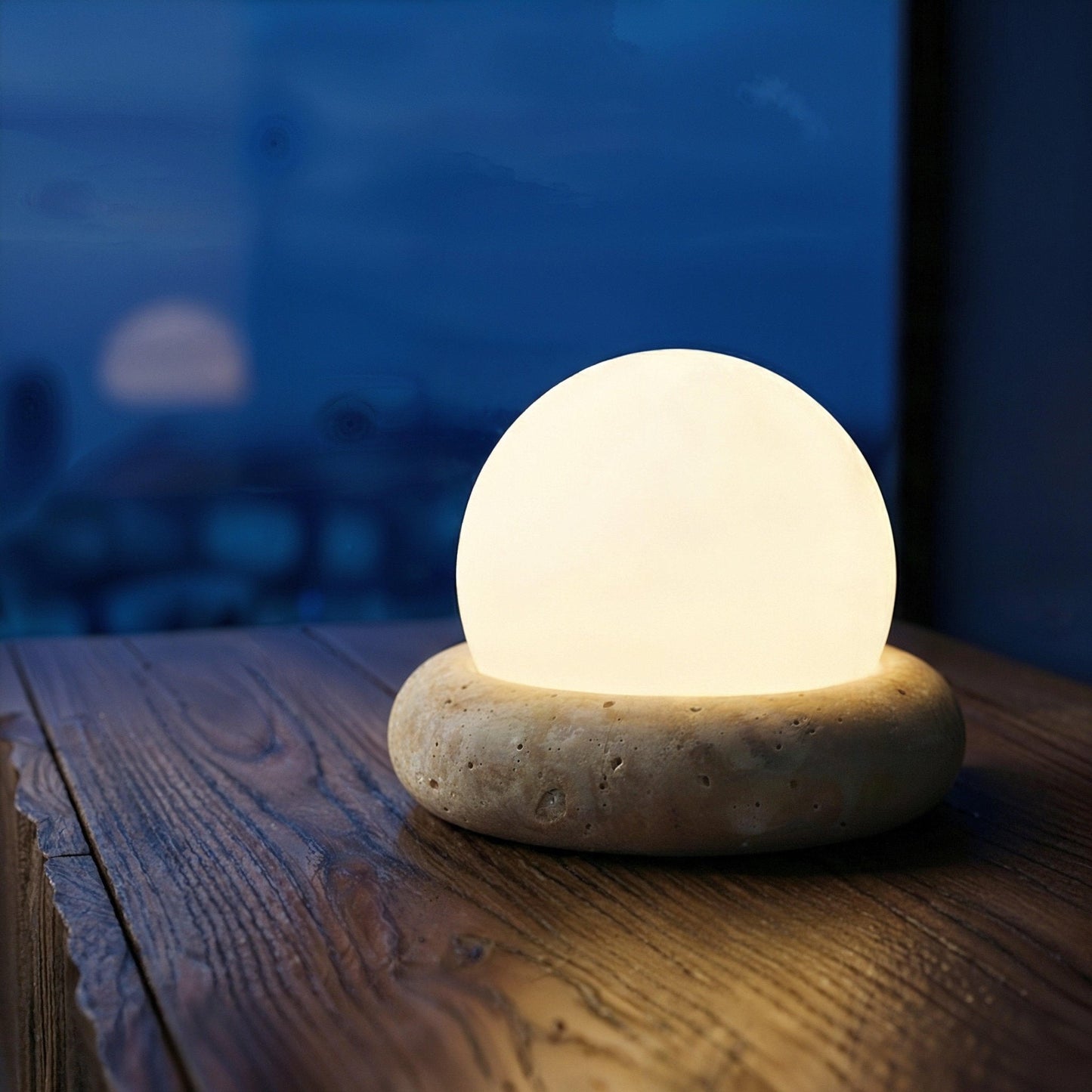 Nomad Travertine Sphere Lamp