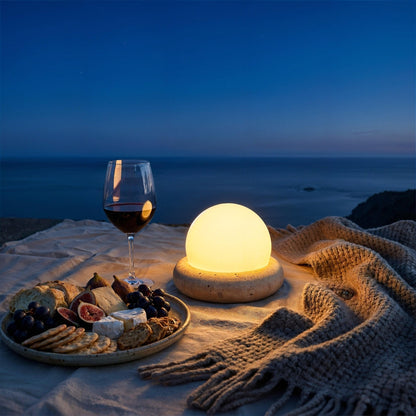 Nomad Travertine Sphere Lamp