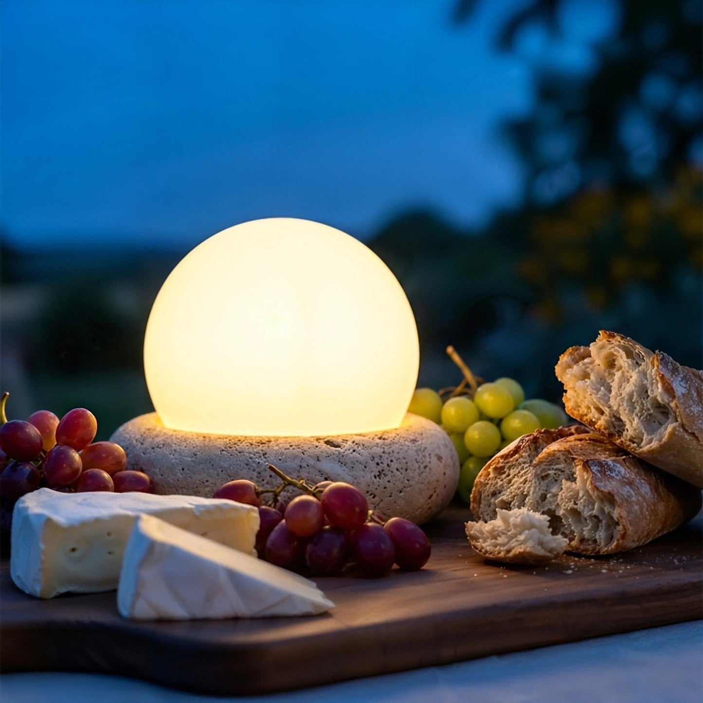 Nomad Travertine Sphere Lamp