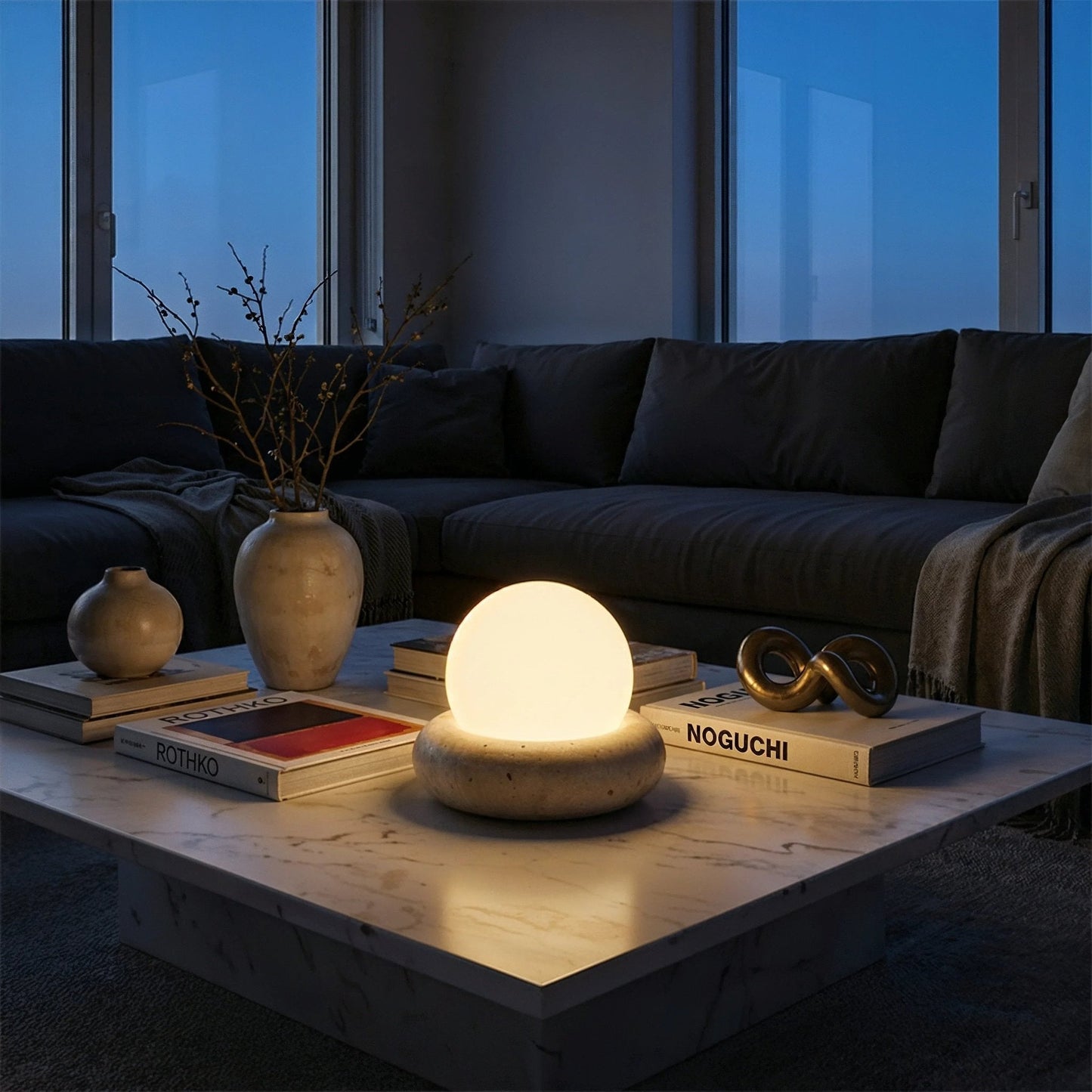 Nomad Travertine Sphere Lamp