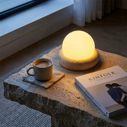 Nomad Travertine Sphere Lamp