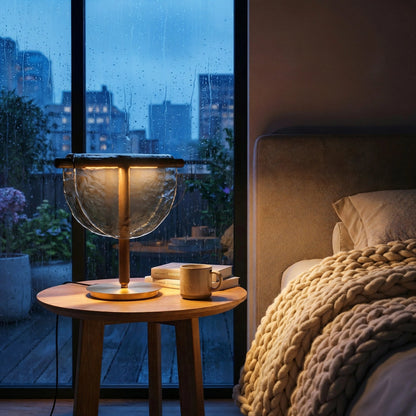 Mantle Draped Glass Table Lamp