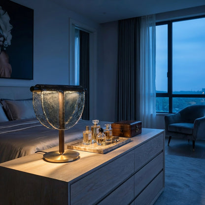 Mantle Draped Glass Table Lamp