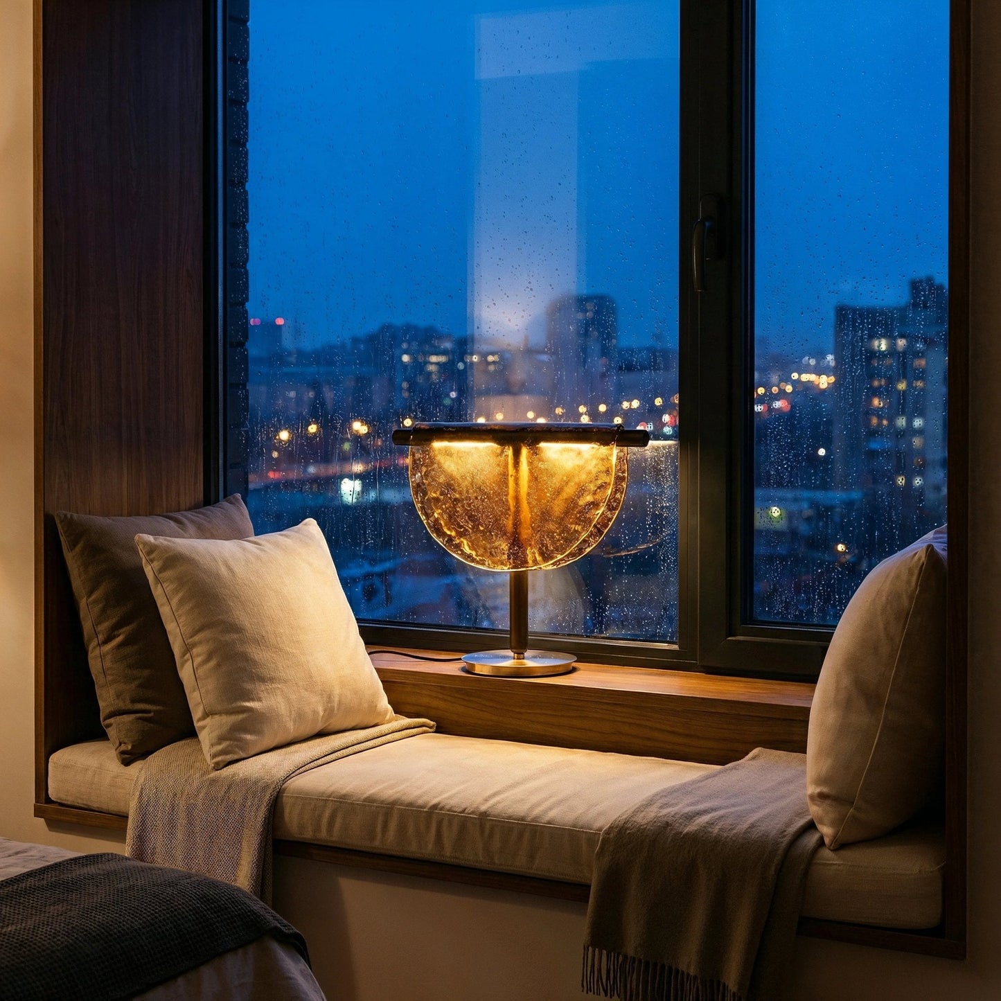 Mantle Draped Glass Table Lamp
