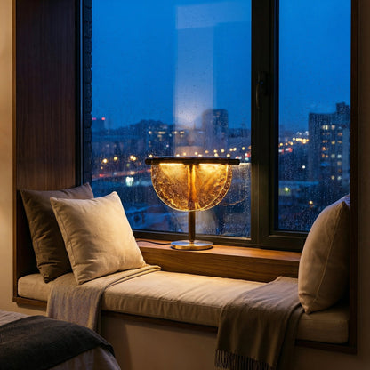 Mantle Draped Glass Table Lamp