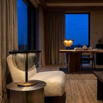 Mantle Draped Glass Table Lamp