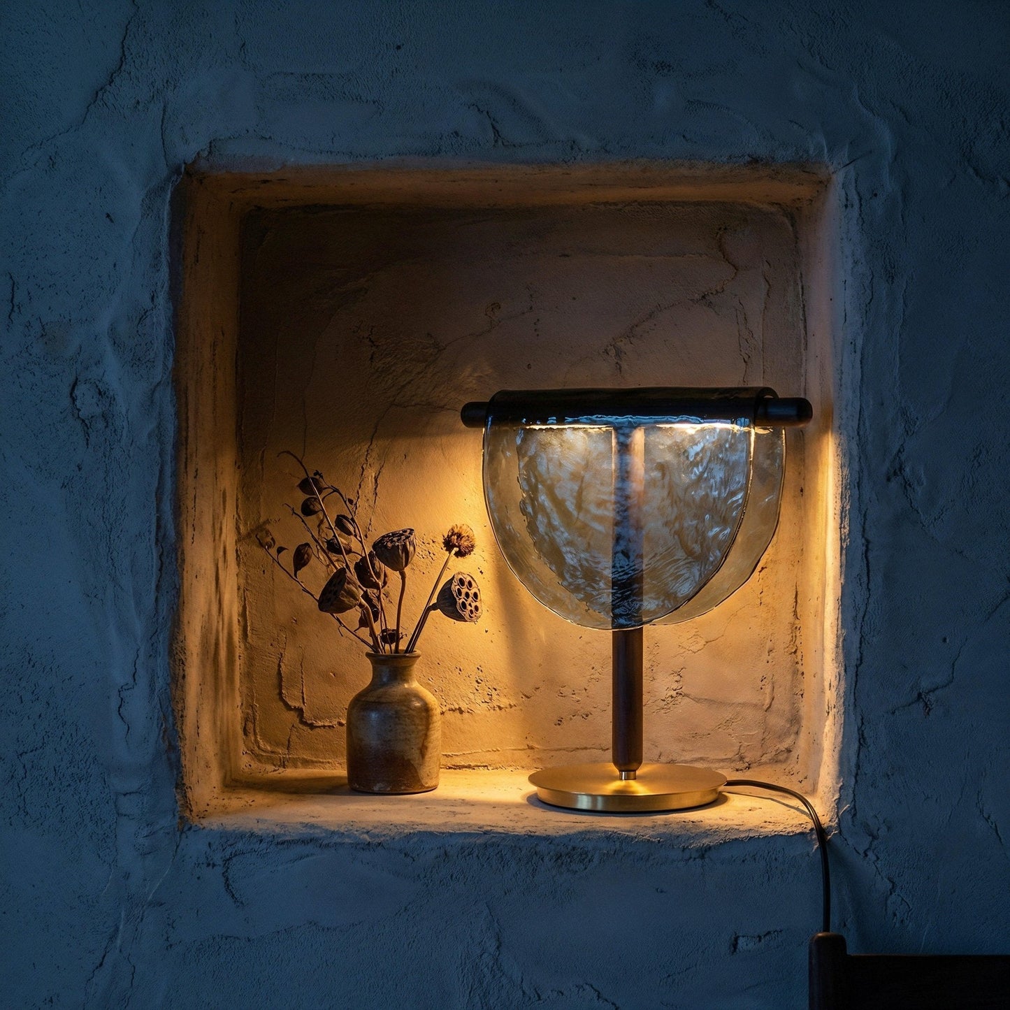 Mantle Draped Glass Table Lamp