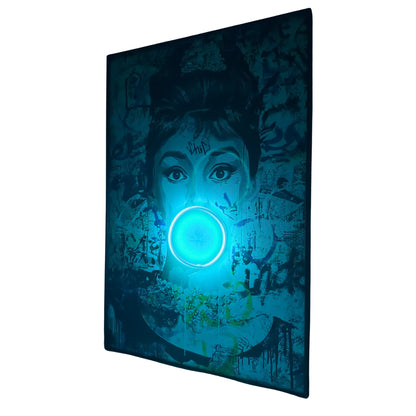 Audrey Hepburn Bubble Gum LED Painting