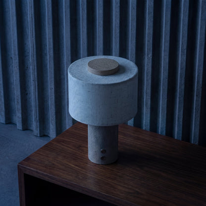 Riva Travertine Linen Table Lamp