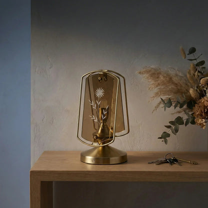 Memoir Etched Glass Brass Lamp