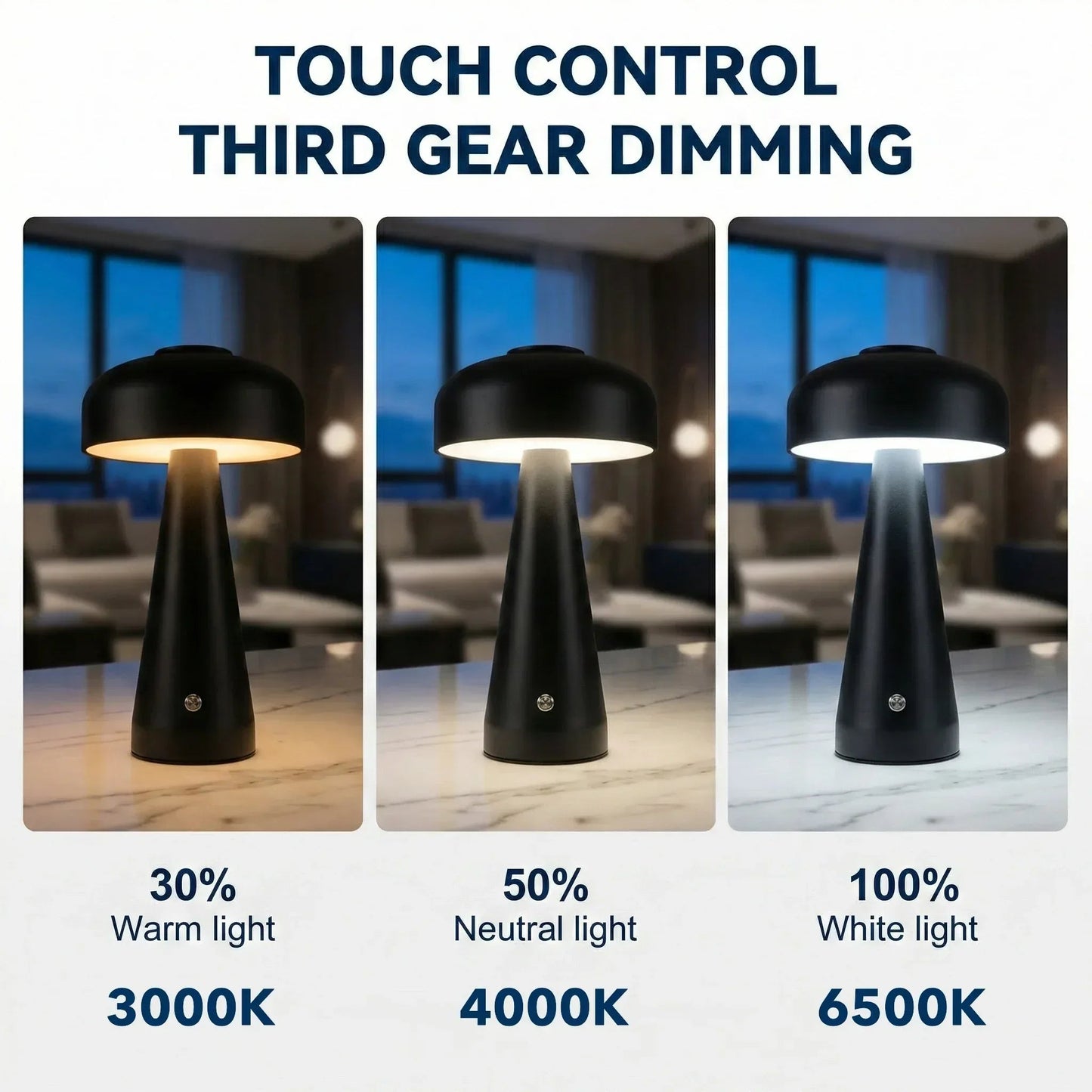 Hush Cordless Conical Lamp