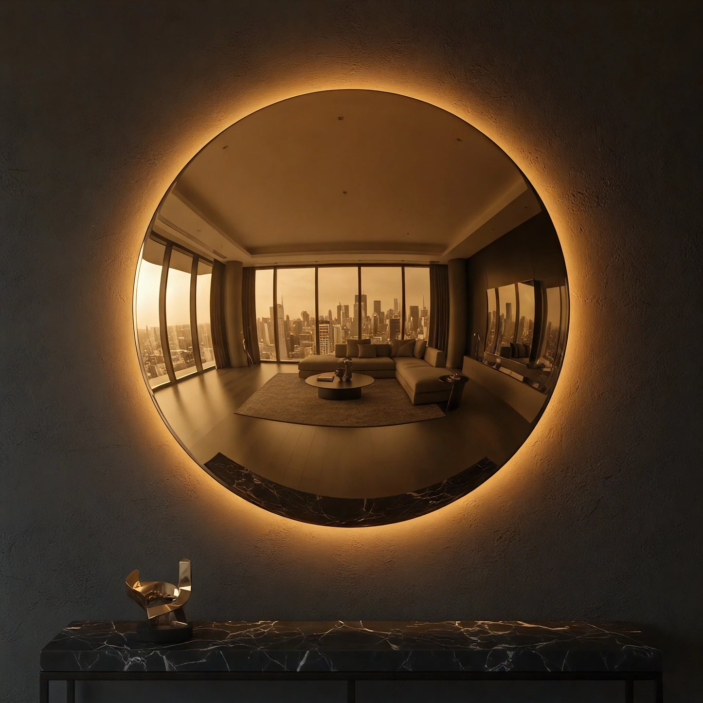 Convex Glow Mirror | Bronze Halo