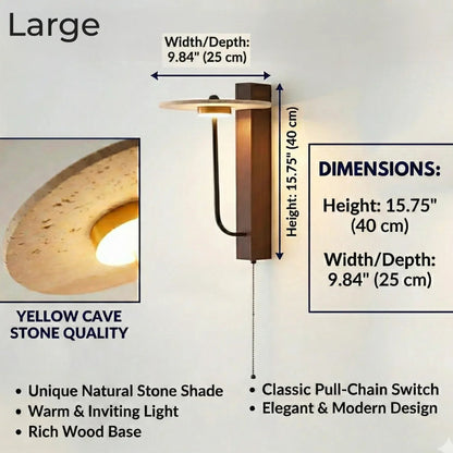 Eclipse Arc Stone Wood Wall Light