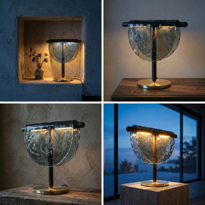 Mantle Draped Glass Table Lamp