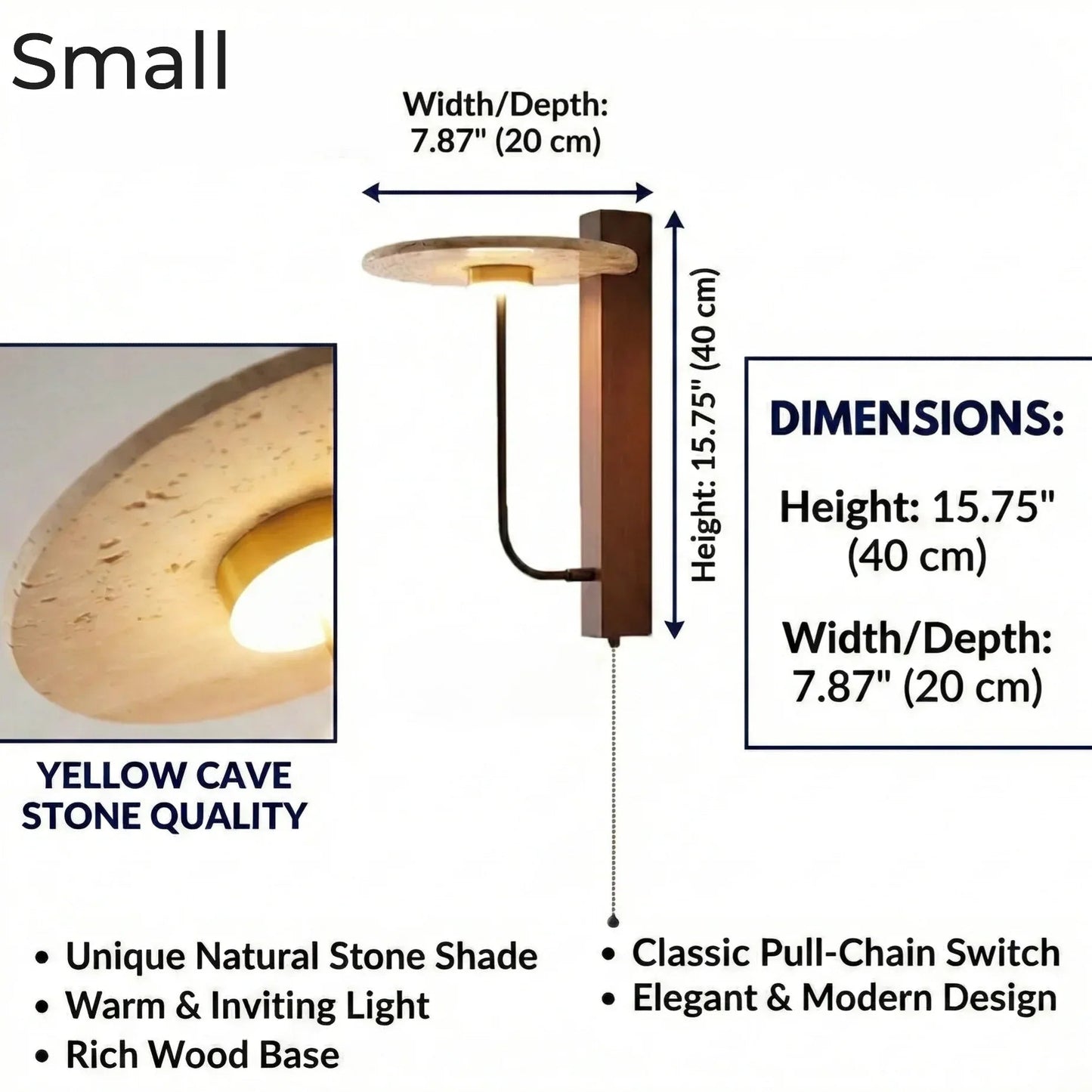 Eclipse Arc Stone Wood Wall Light