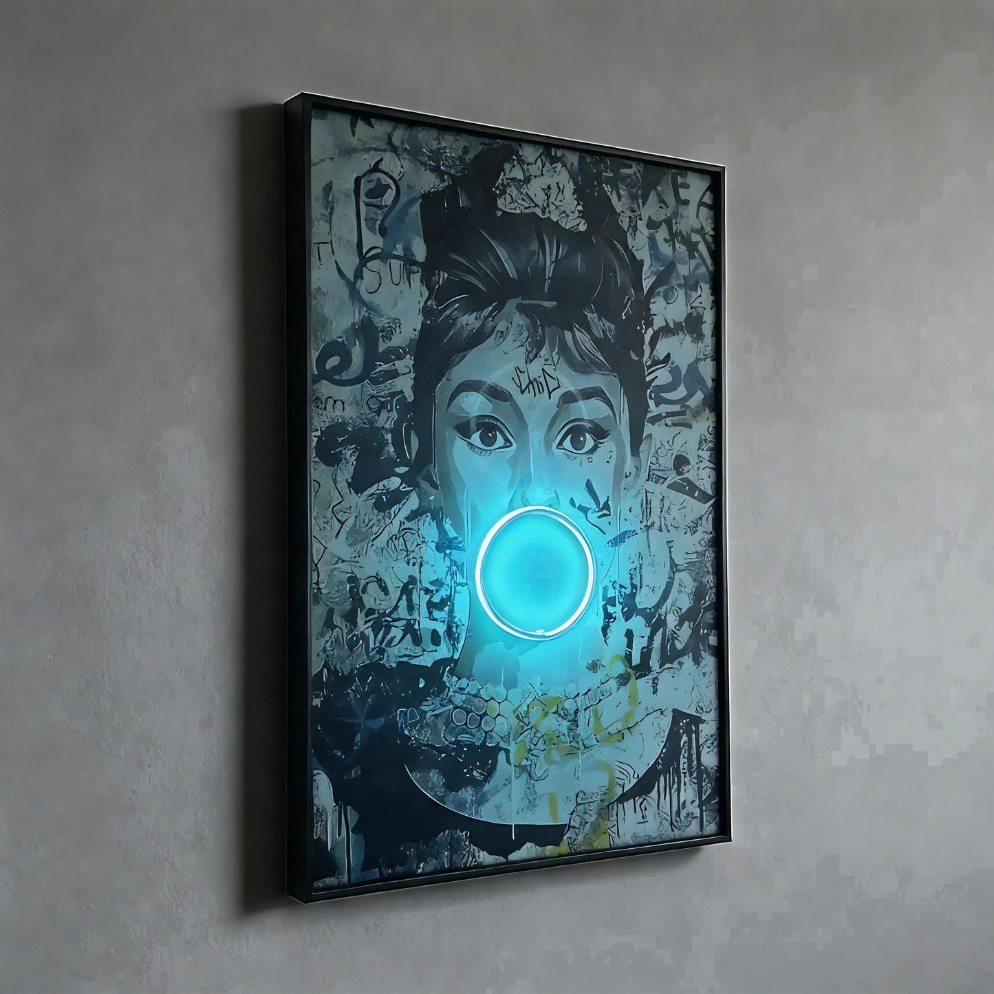 Audrey Hepburn Bubble Gum LED Painting
