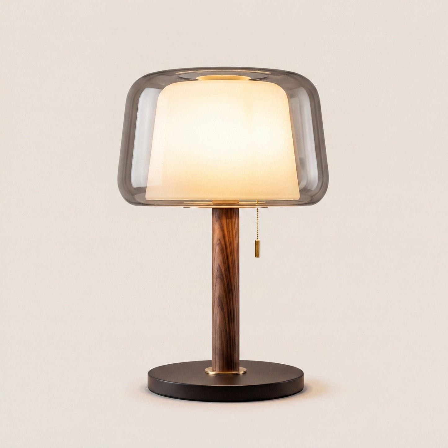 Halo Dual-Glass Wood Stem Lamp