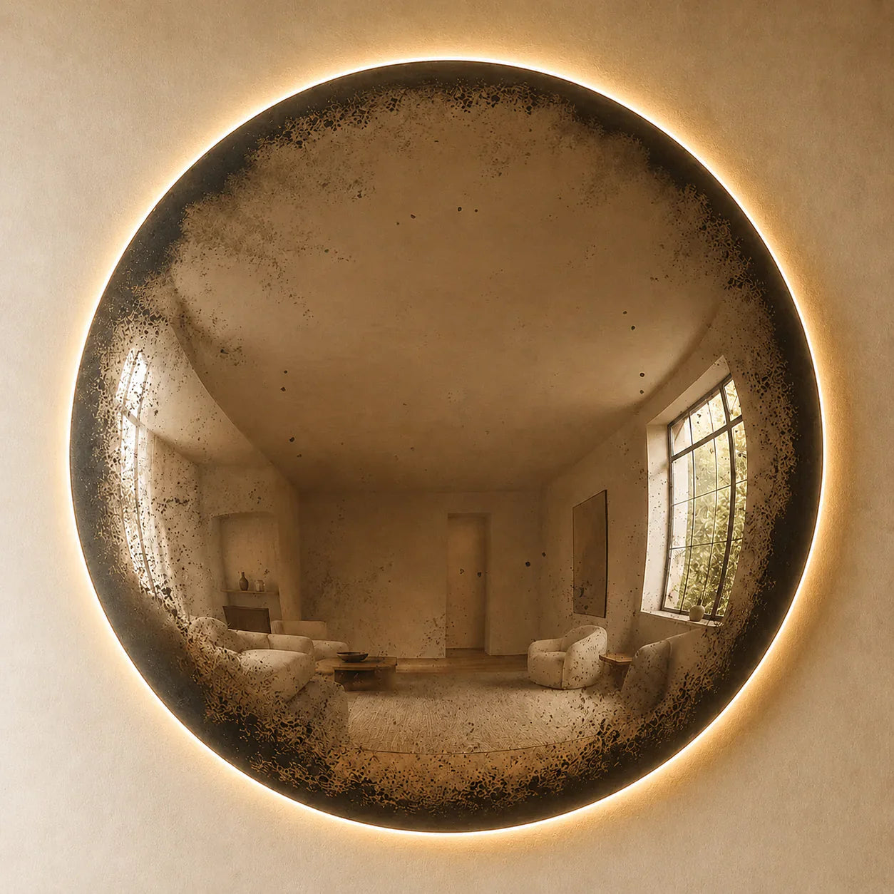 Convex Glow Mirror | Antiqued Cognac Halo