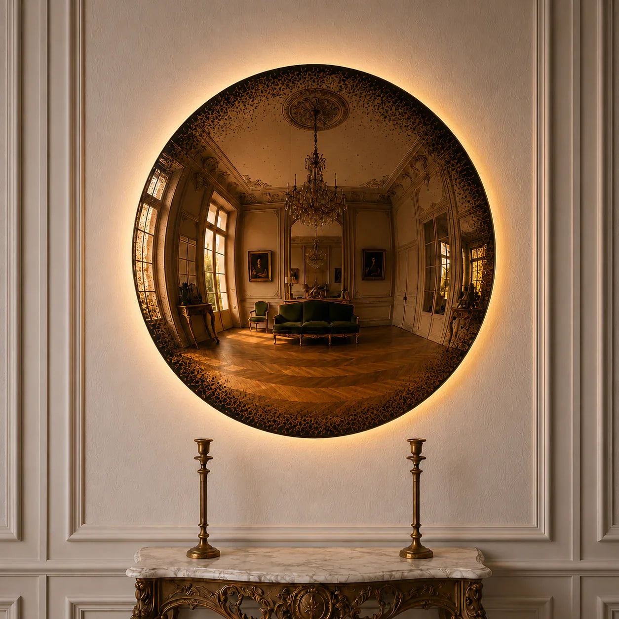 Convex Glow Mirror | Antiqued Cognac Halo