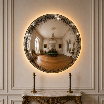 Convex Glow Mirror | Antiqued Mercury Halo