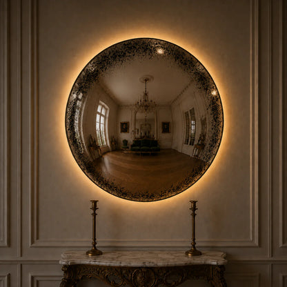 Convex Glow Mirror | Antiqued Mercury Halo